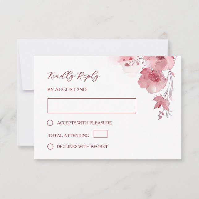 Cartão RSVP Dusty Pink Watercolor Wedding (Frente)