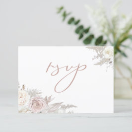 Cartão RSVP Dusty Rosa e Ivory Elegant Wedding