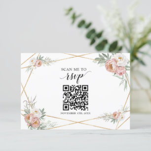 Cartão RSVP Dusty Rosa Floral Código QR Adicionar seu URL Casa