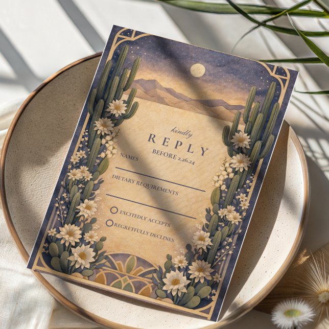 Cartão RSVP Earthy Desert Floral Wedding (Criador carregado)