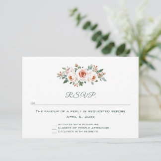 Cartão RSVP Editable Light Pink Roses Response Card