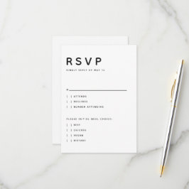 Cartão RSVP Editorial Minimalista Moderna Tudo Maiúsculo Preto