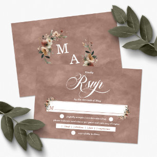 Cartão RSVP Eethal Elegance Rosewood Boho Floral Wedding