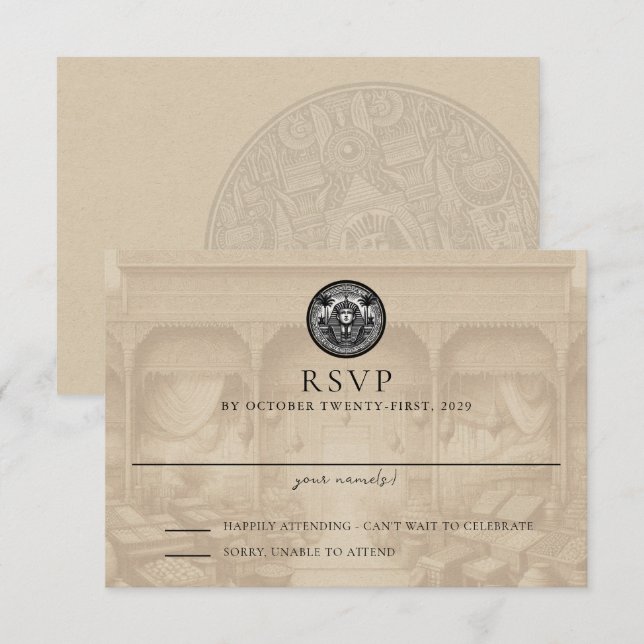 Cartão RSVP Egypt Passport Wedding Response Card (Frente/Verso)