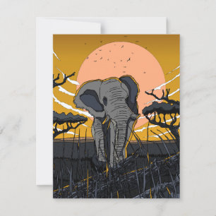 Cartão RSVP Elefante Africano