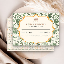 Cartão RSVP Elefante da Floresta Tropical Casamento Indiano