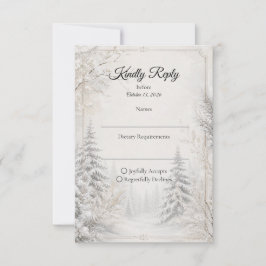 Cartão RSVP Elegância Atemporal de Casamento Floresta de Inver