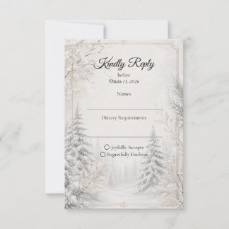 Cartão RSVP Elegância Atemporal de Casamento Floresta de Inver