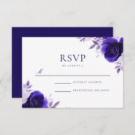 Cartão RSVP Elegância Azul: Casamento de Rosas Azuis com Marin