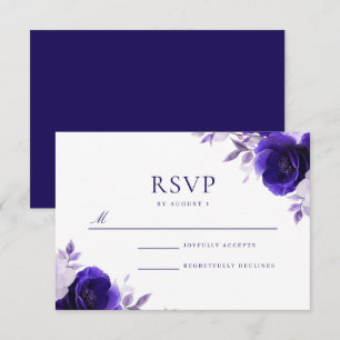 Cartão RSVP Elegância Azul: Casamento de Rosas Azuis com Marin