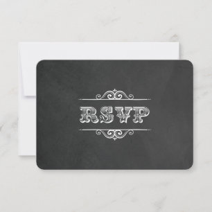 Cartão RSVP Elegância em Tipografia Vintage para Quadro Negro 
