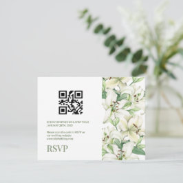 Cartão RSVP Elegância Flor de LILY Código QR