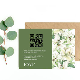 Cartão RSVP Elegância Flor de LILY Código QR