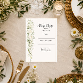 Cartão RSVP Elegância Floral de Marfim Atemporal de Casamento