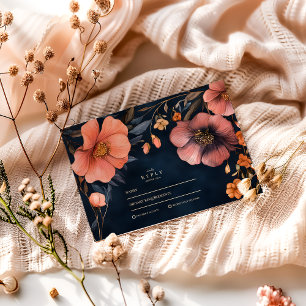 Cartão RSVP Elegância Floral Gótica de Casamento