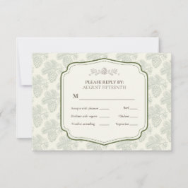 Cartão RSVP Elegância Rústica Quebra de Pinecone