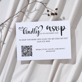 Cartão RSVP Elegant Black and White Qr Code Wedding Replay