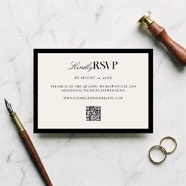 Cartão RSVP Elegant Black and White Wedding