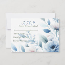 Cartão RSVP Elegant Blue Floral 