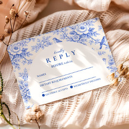 Cartão RSVP Elegant Blue Floral Graduation Party