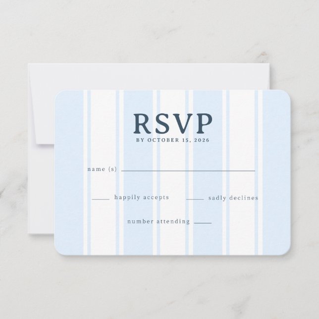 Cartão RSVP Elegant Blue Stripes (Frente)