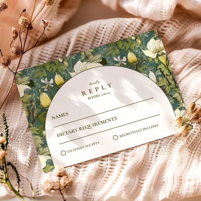 Cartão RSVP Elegant Botanical Arch Garden Wedding (Criador carregado)
