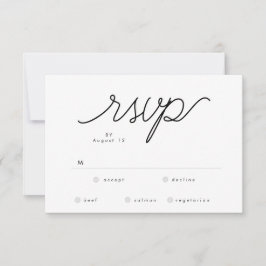 Cartão RSVP Elegant Classic Black and White Caligraphy Wedding