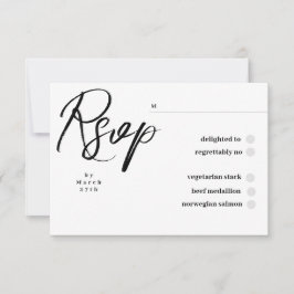 Cartão RSVP Elegant Classic Black and White Caligraphy Wedding