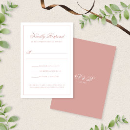 Cartão RSVP Elegant Classic Dusty Rose Monogram Script Wedding