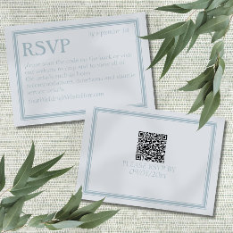 Cartão RSVP Elegant Coastal Blue Modern Wedding
