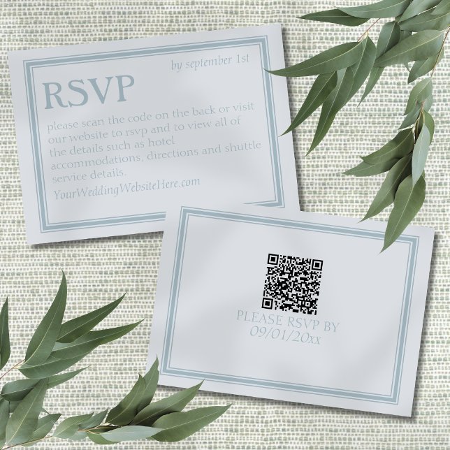 Cartão RSVP Elegant Coastal Blue Modern Wedding (Invite guests to your coastal wedding day with this Elegant Coastal Blue Modern Wedding RSVP Card! )