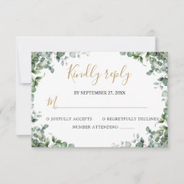 Cartão RSVP Elegant  Eucalyptus Greenery Wedding 