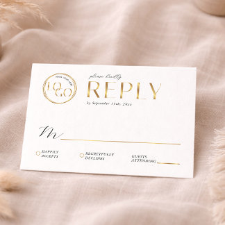 Cartão RSVP Elegant Faux Gold Company Logo Business Event