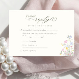 Cartão RSVP Elegant Floral Wildflower Calligraphy
