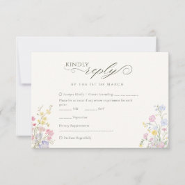 Cartão RSVP Elegant Floral Wildflower Calligraphy QR Code