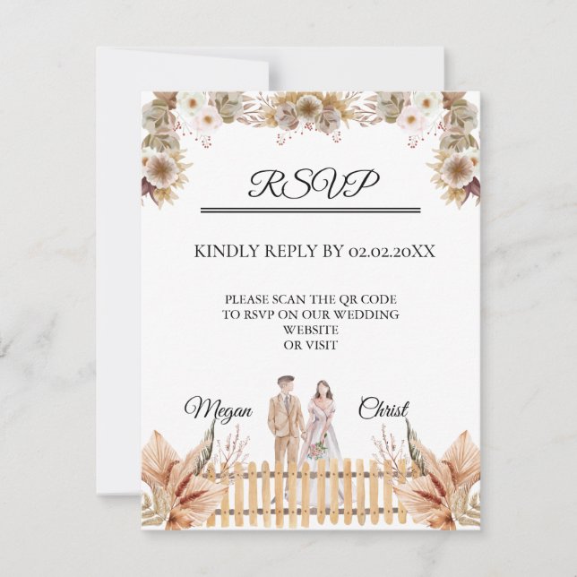 Cartão RSVP Elegant flower summer wedding (Frente)