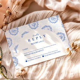 Cartão RSVP Elegant French Toile Graduation Party