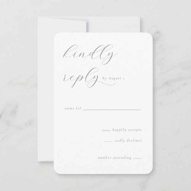 Cartão RSVP Elegant Green Calligraphy (Frente)