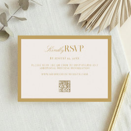 Cartão RSVP Elegant Ivory and Gold Wedding
