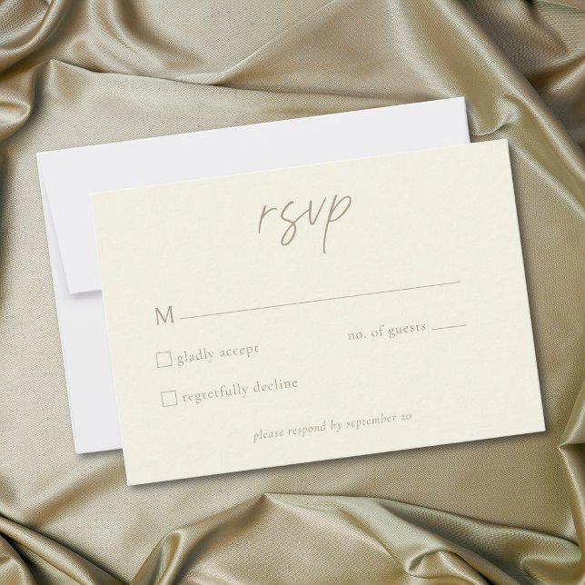 Cartão RSVP Elegant Ivory Cream Minimalist Wedding (Elegant Ivory Cream Minimalist Wedding RSVP Card)