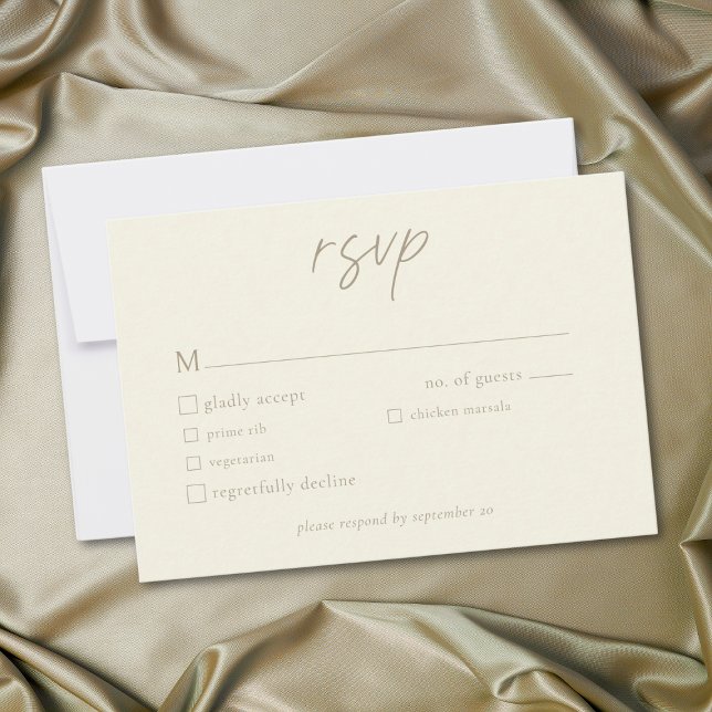 Cartão RSVP Elegant Ivory Cream Minimalist Wedding (Elegant Ivory Cream Minimalist Wedding RSVP Card)