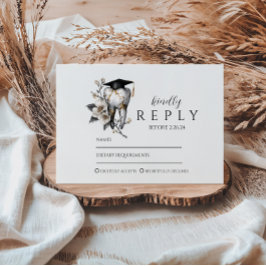 Cartão RSVP Elegant Kintsugi Floral Dental Graduation Party