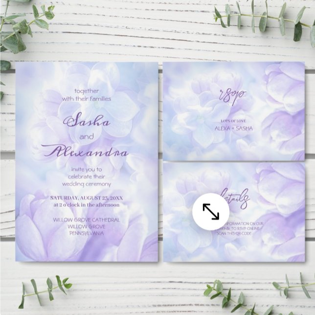 Cartão RSVP Elegant Light Purple Lilac Flowers Wedding (Criador carregado)