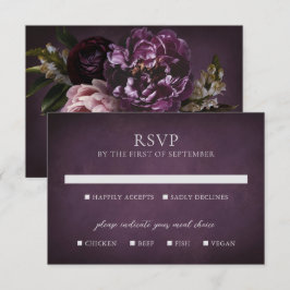 Cartão RSVP Elegant Maximalist Purple Floral Wedding