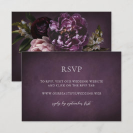Cartão RSVP Elegant Maximalist Purple Floral Wedding