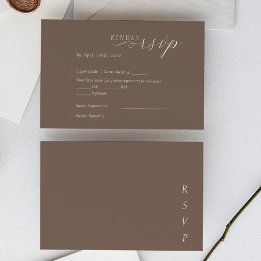 Cartão RSVP Elegant Minimalist Taupe Ivory Script Wedding