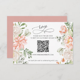 Cartão RSVP Elegant Modern Botanical Blush Floral QR CODE