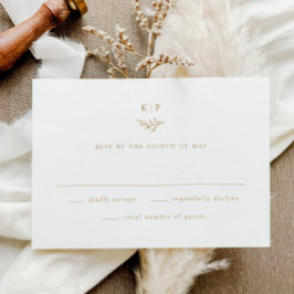 Cartão RSVP Elegant Monogram Greenery Leaves Wedding