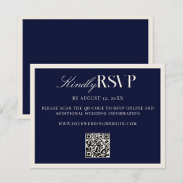 Cartão RSVP Elegant Navy Blue Old Money Wedding