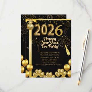 Cartão RSVP Elegant New Year Eve Party Invitation Card